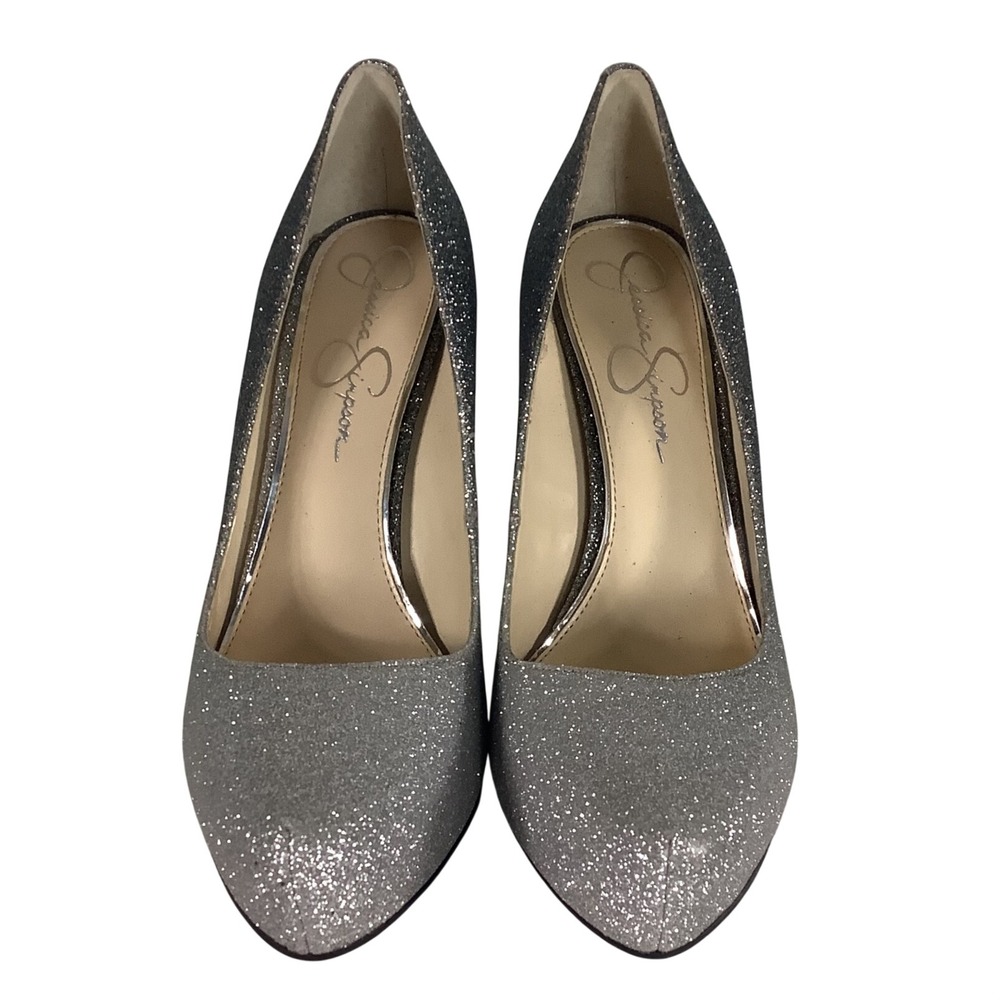 Jessica Simpson Parisah Silver Ombre Glitter Platform Pumps Heels JS-PARISAH9.5M